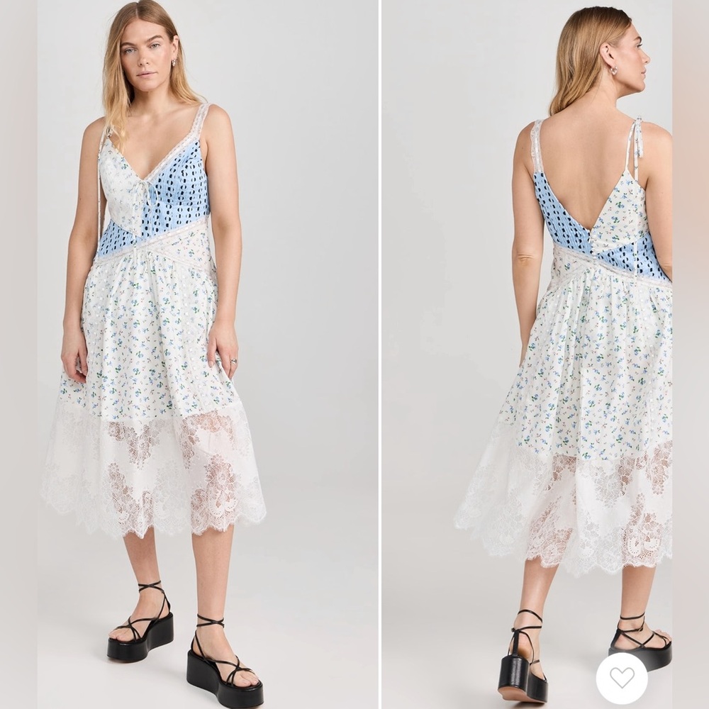 NWT For Love & Lemons Patchwork Midi Dress